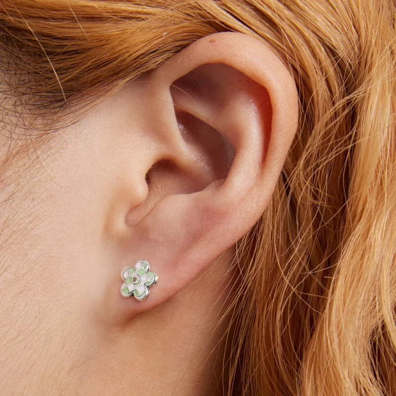 (bilde for) Pandora Style Checkerboard Florets ørepynt - SCE1387 - Vis 7