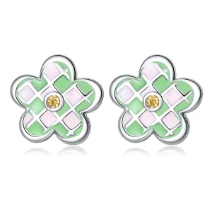 (bilde for) Pandora Style Checkerboard Florets ørepynt - SCE1387