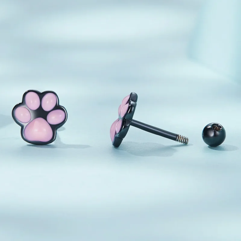 (bilde for) Pandora Style Cute Cat Paw Stud øredobber - SCE1516 - Vis 3