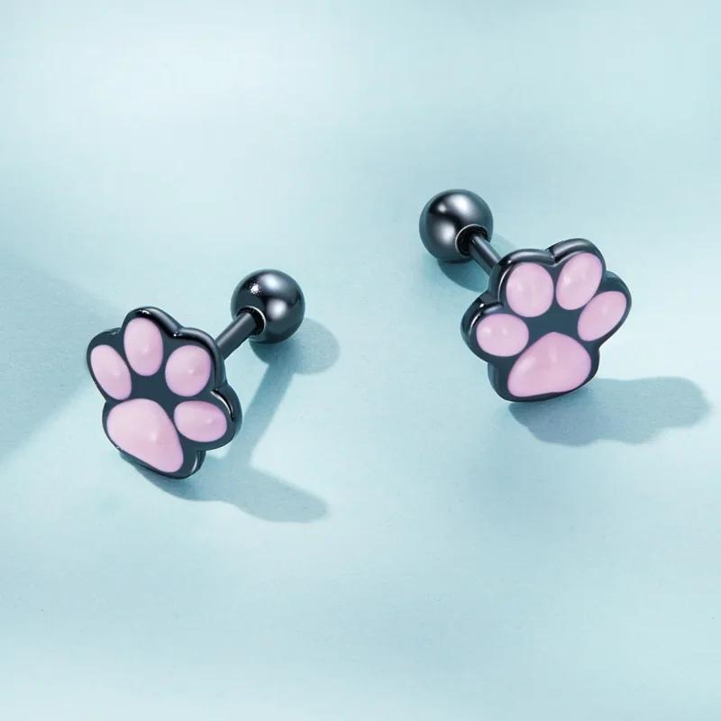 (bilde for) Pandora Style Cute Cat Paw Stud øredobber - SCE1516 - Vis 4