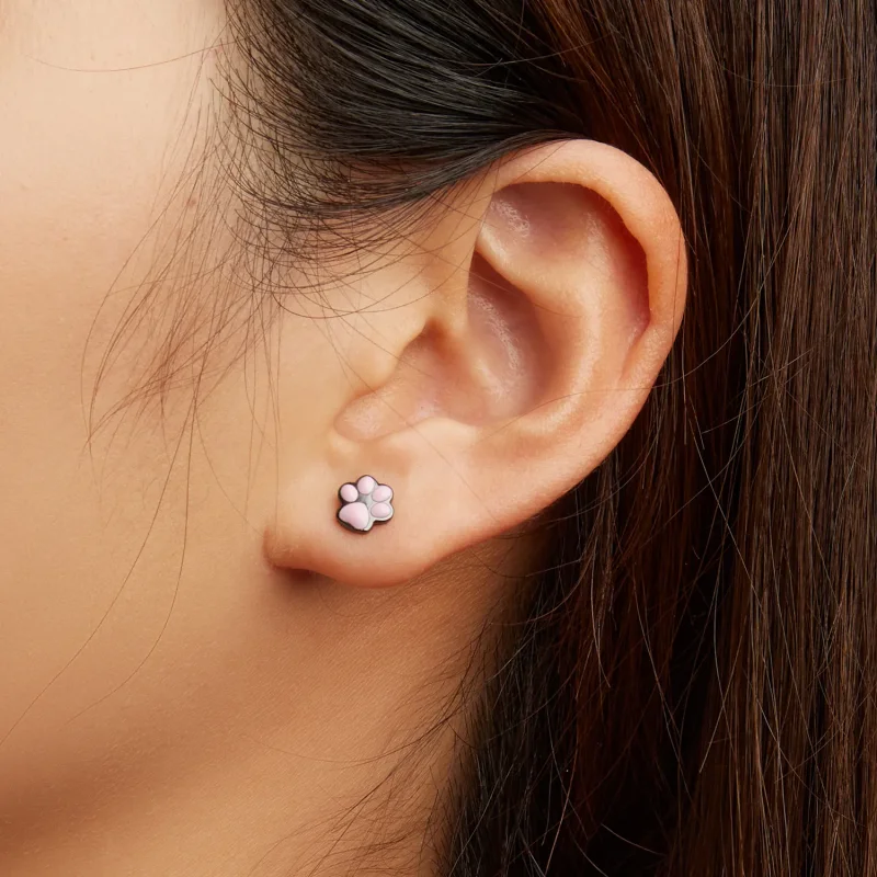 (bilde for) Pandora Style Cute Cat Paw Stud øredobber - SCE1516 - Vis 6