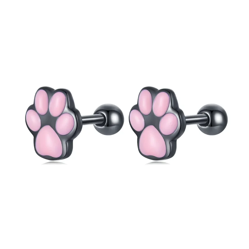 (bilde for) Pandora Style Cute Cat Paw Stud øredobber - SCE1516
