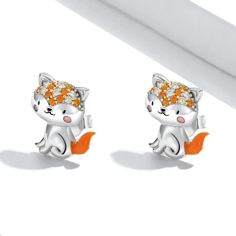 (bilde for) Pandora Style Cute Fox Stud øredobber - SCE1373 - Vis 2