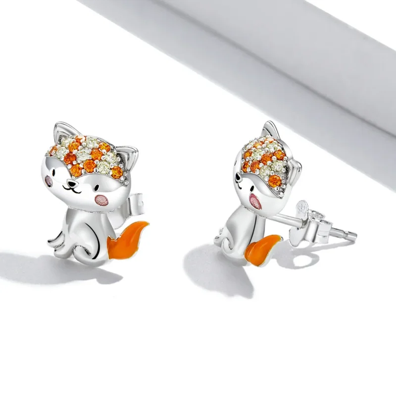 (bilde for) Pandora Style Cute Fox Stud øredobber - SCE1373 - Vis 3