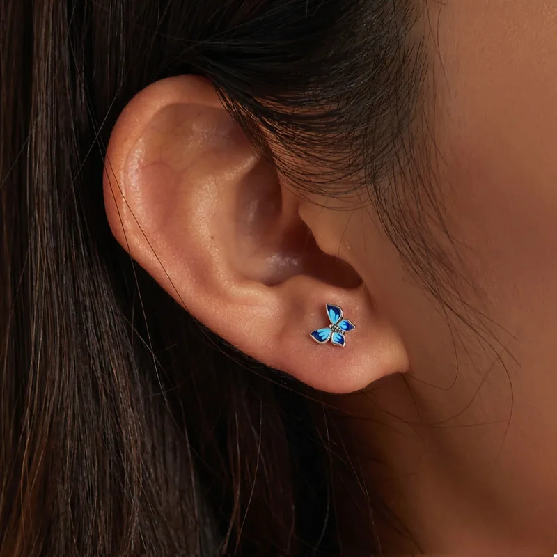 (bilde for) Pandora Style Delicate Butterfly Stud øredobber - SCE1285 - Vis 7