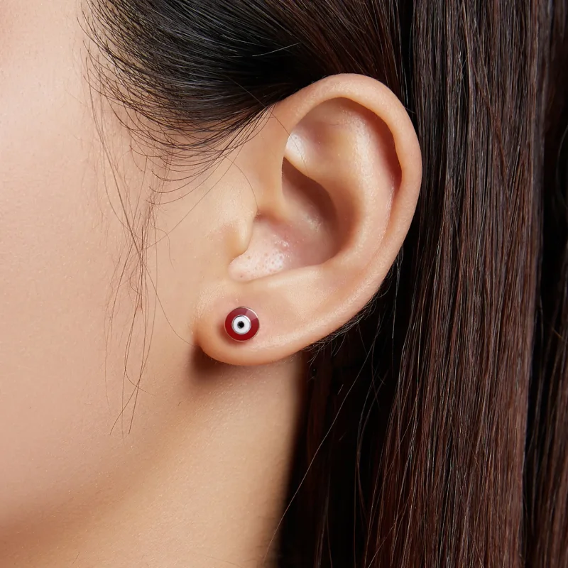 (bilde for) Pandora Style Devil Eye Stud øredobber - SCE1207-RD - Vis 3