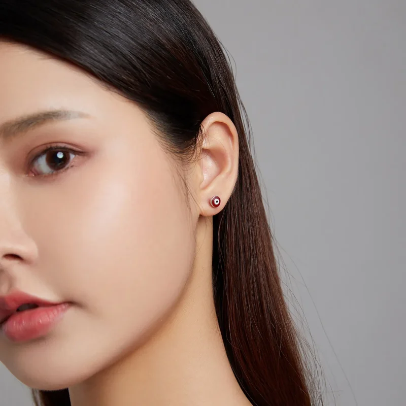(bilde for) Pandora Style Devil Eye Stud øredobber - SCE1207-RD - Vis 4