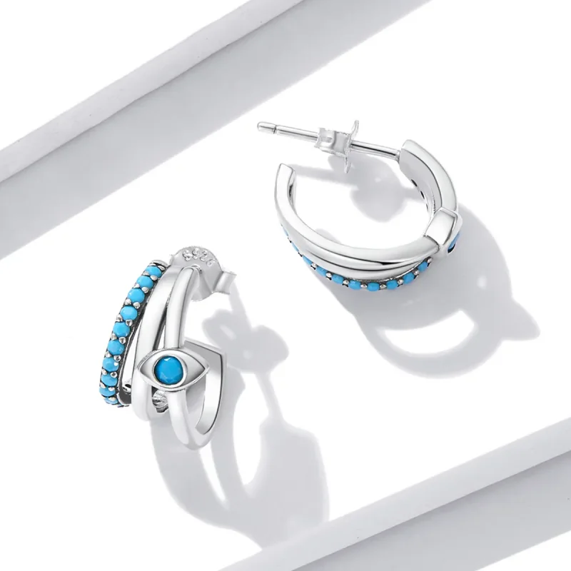 (bilde for) Pandora Style Devil's Eye Circle øredobber - BSE571 - Vis 3