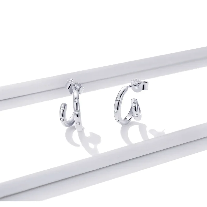 (bilde for) Pandora Style doble sirkel øredobber - BSE494 - Vis 2