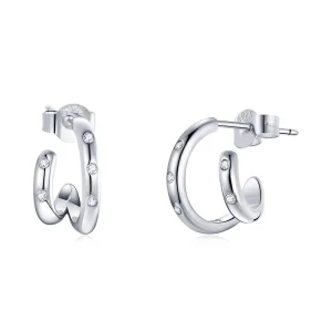 (bilde for) Pandora Style doble sirkel øredobber - BSE494