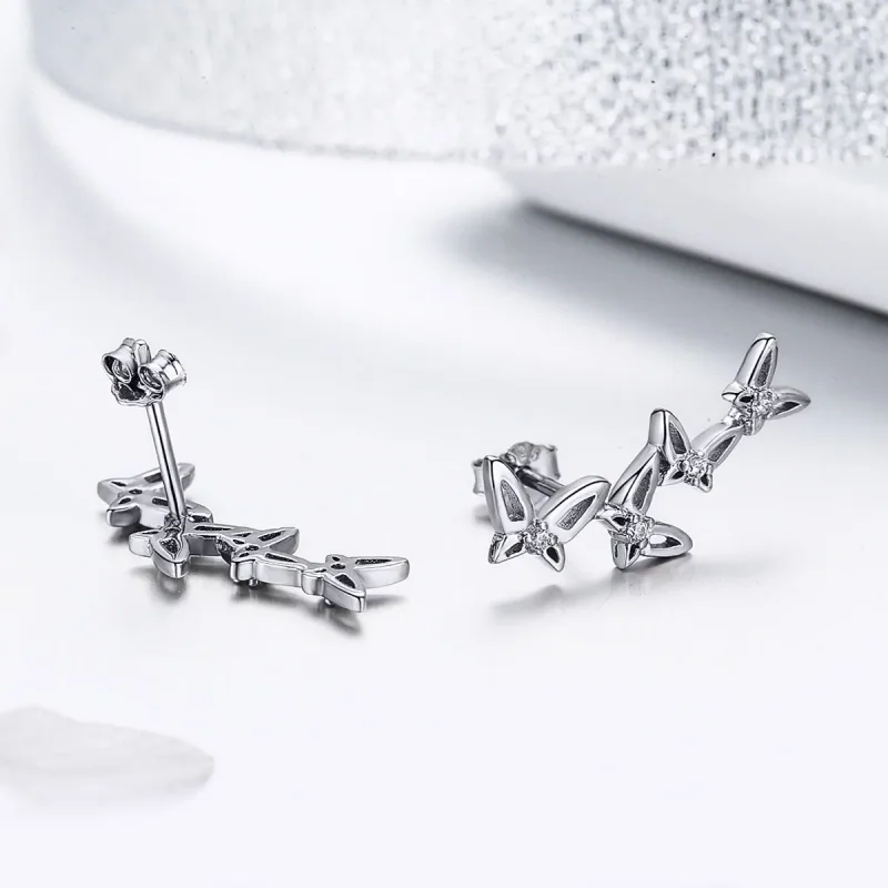 (bilde for) Pandora Style Elegant Butterfly Dance Stud øredobber - BSE056 - Vis 2