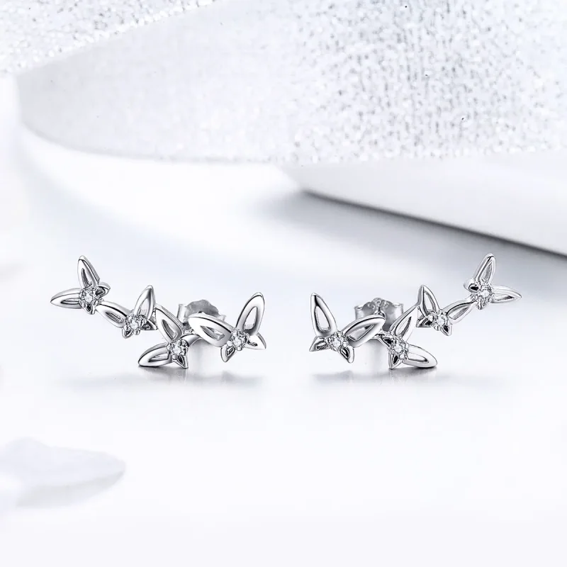 (bilde for) Pandora Style Elegant Butterfly Dance Stud øredobber - BSE056 - Vis 3
