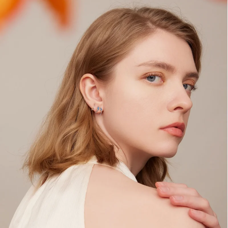 (bilde for) Pandora Style enkle innlagte øredobber med stein - SCE1463 - Vis 5