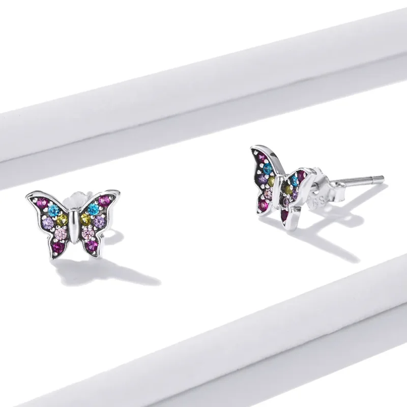 (bilde for) Pandora Style Fargerike Butterfly Stud øredobber - BSE514 - Vis 2
