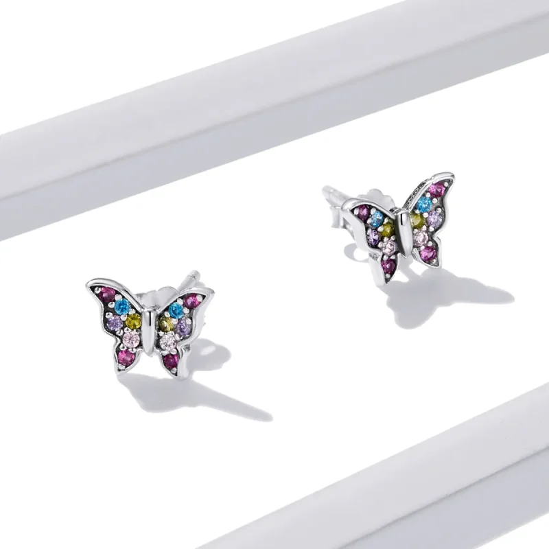 (bilde for) Pandora Style Fargerike Butterfly Stud øredobber - BSE514 - Vis 4