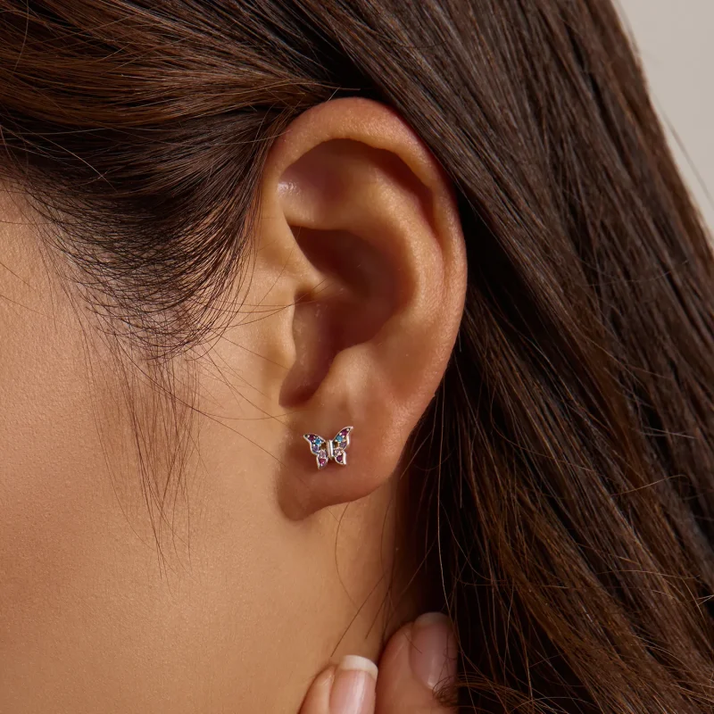 (bilde for) Pandora Style Fargerike Butterfly Stud øredobber - BSE514 - Vis 11
