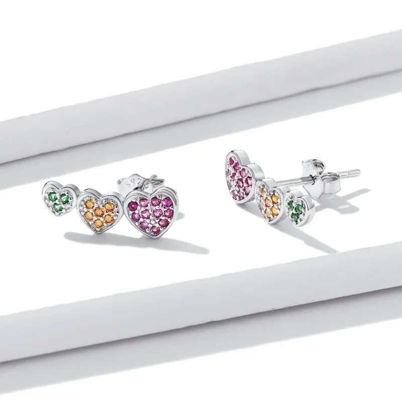 (bilde for) Pandora Style fargerike hjerter øredobber - BSE588 - Vis 2