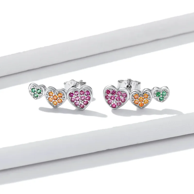 (bilde for) Pandora Style fargerike hjerter øredobber - BSE588 - Vis 4