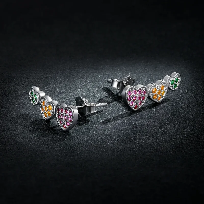 (bilde for) Pandora Style fargerike hjerter øredobber - BSE588 - Vis 5