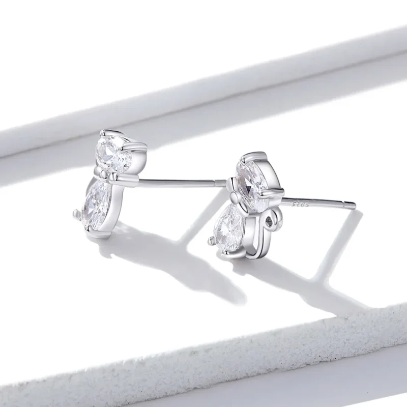 (bilde for) Pandora Style Fire hjørnestein Kattunge Stud øredobber - BSE206 - Vis 2