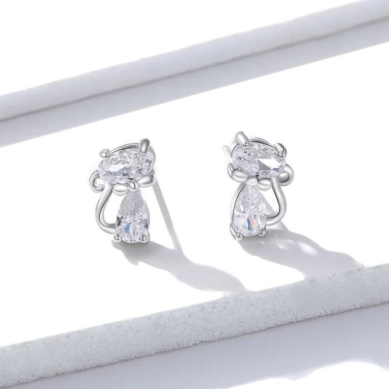 (bilde for) Pandora Style Fire hjørnestein Kattunge Stud øredobber - BSE206 - Vis 3