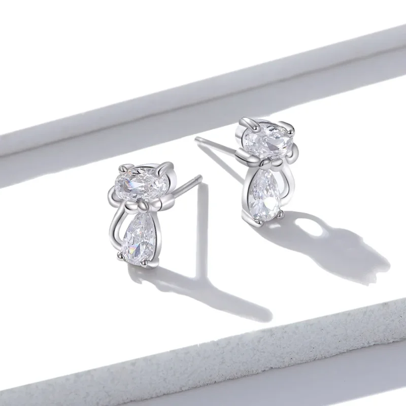 (bilde for) Pandora Style Fire hjørnestein Kattunge Stud øredobber - BSE206 - Vis 4