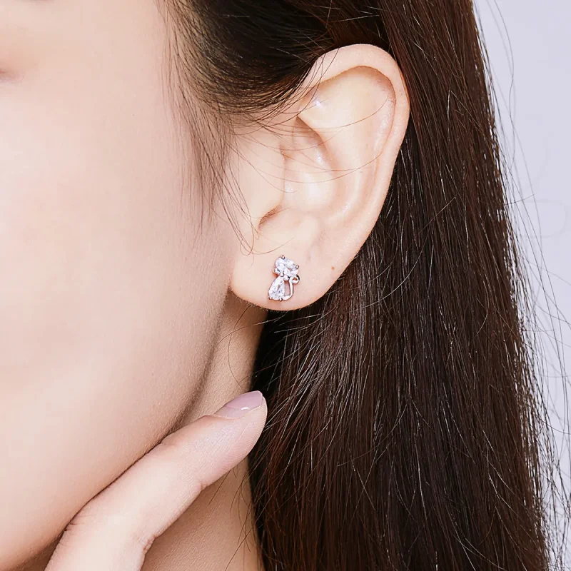(bilde for) Pandora Style Fire hjørnestein Kattunge Stud øredobber - BSE206 - Vis 5