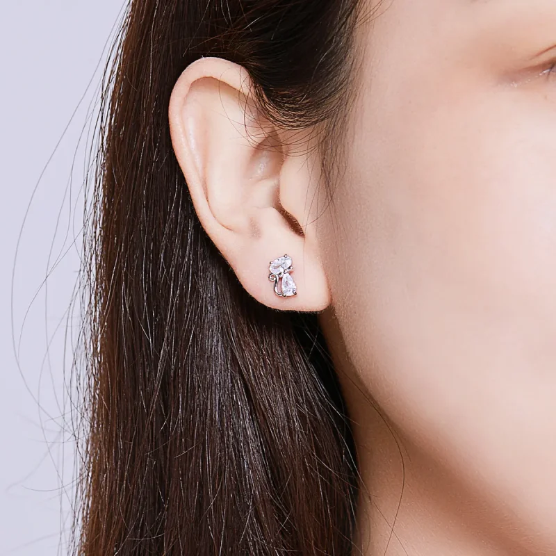 (bilde for) Pandora Style Fire hjørnestein Kattunge Stud øredobber - BSE206 - Vis 6