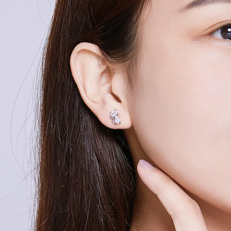 (bilde for) Pandora Style Fire hjørnestein Kattunge Stud øredobber - BSE206 - Vis 7