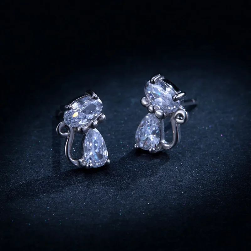 (bilde for) Pandora Style Fire hjørnestein Kattunge Stud øredobber - BSE206 - Vis 8