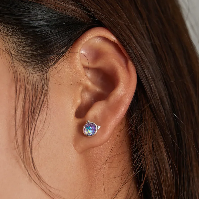 (bilde for) Pandora Style Fish Scale Cat Head Stud øredobber - SCE1301 - Vis 6
