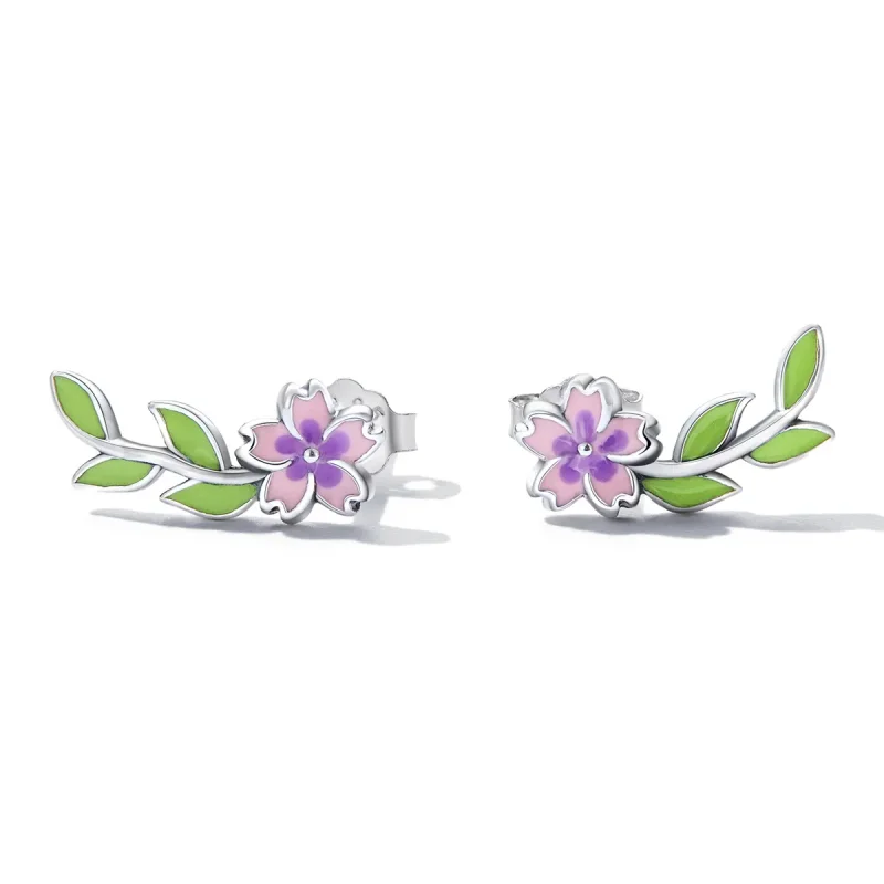 (bilde for) Pandora Style Flowers Leaves Stud øredobber - SCE1391 - Vis 2
