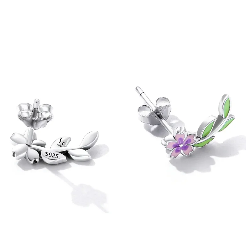 (bilde for) Pandora Style Flowers Leaves Stud øredobber - SCE1391 - Vis 4