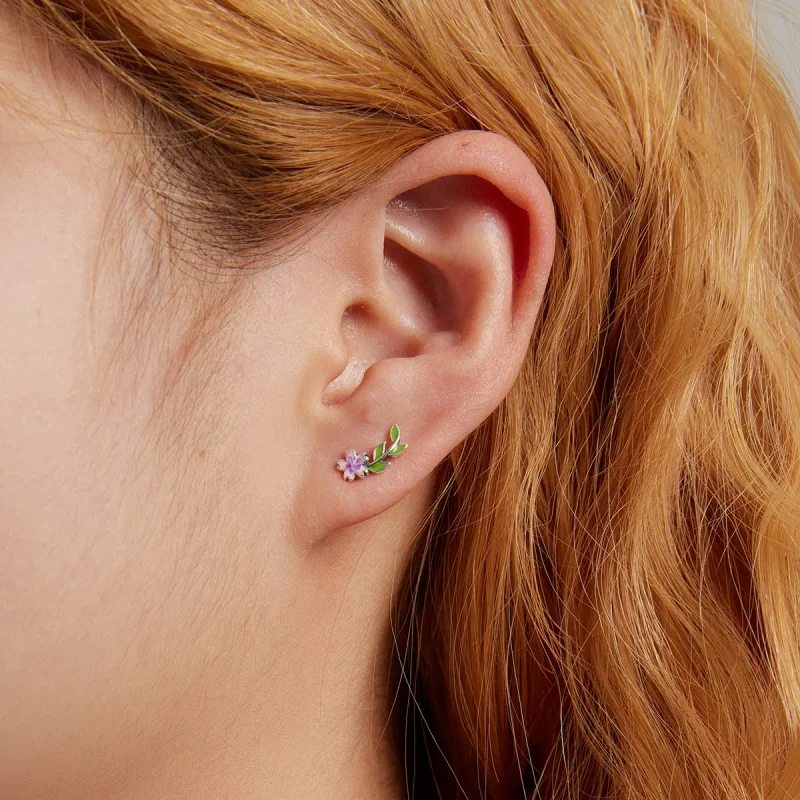 (bilde for) Pandora Style Flowers Leaves Stud øredobber - SCE1391 - Vis 6
