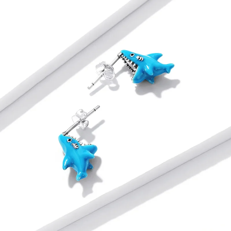 (bilde for) Pandora Style Funny Little Shark Stud øredobber - BSE563 - Vis 3