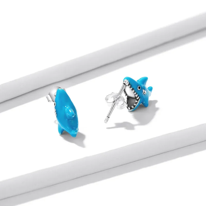 (bilde for) Pandora Style Funny Little Shark Stud øredobber - BSE563 - Vis 4