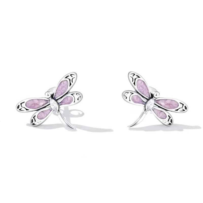 (bilde for) Pandora Style Girl Pink Dragonfly ørepynt - SCE1414 - Vis 2
