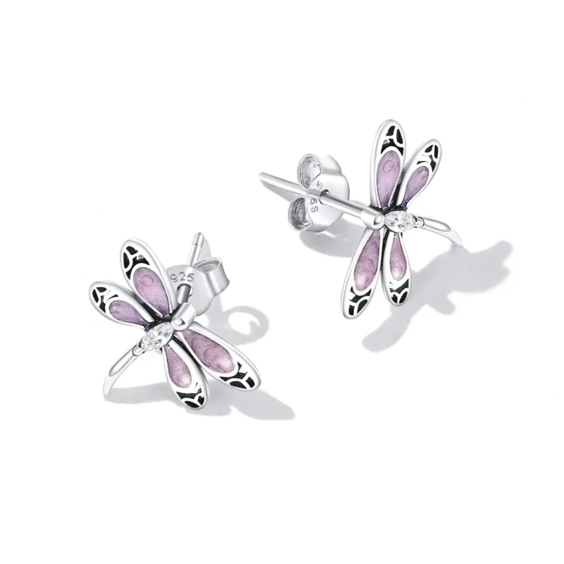 (bilde for) Pandora Style Girl Pink Dragonfly ørepynt - SCE1414 - Vis 4