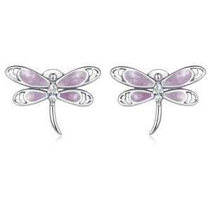 (bilde for) Pandora Style Girl Pink Dragonfly ørepynt - SCE1414