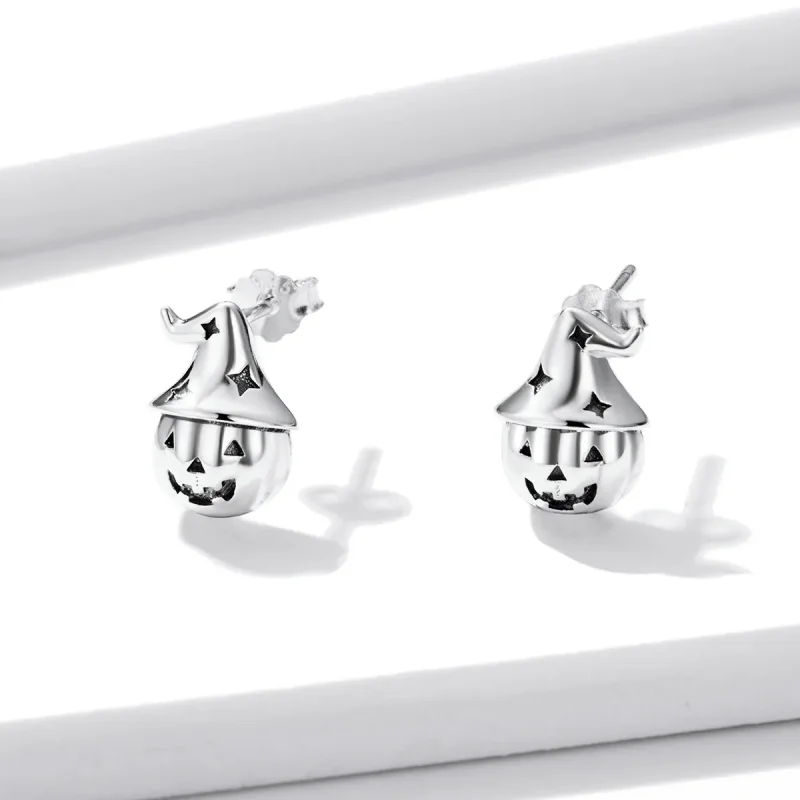 (bilde for) Pandora Style Halloween Pumpkin Stud øredobber - BSE537 - Vis 2