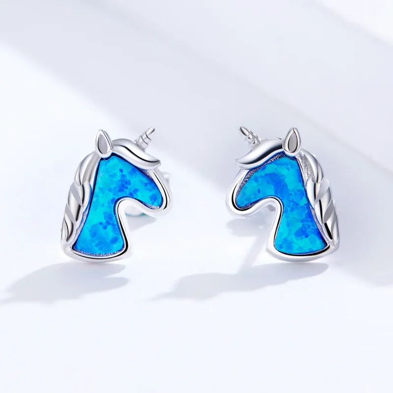 (bilde for) Pandora Style Lyseblå Opal Unicorn øredobber - SCE815-A - Vis 2