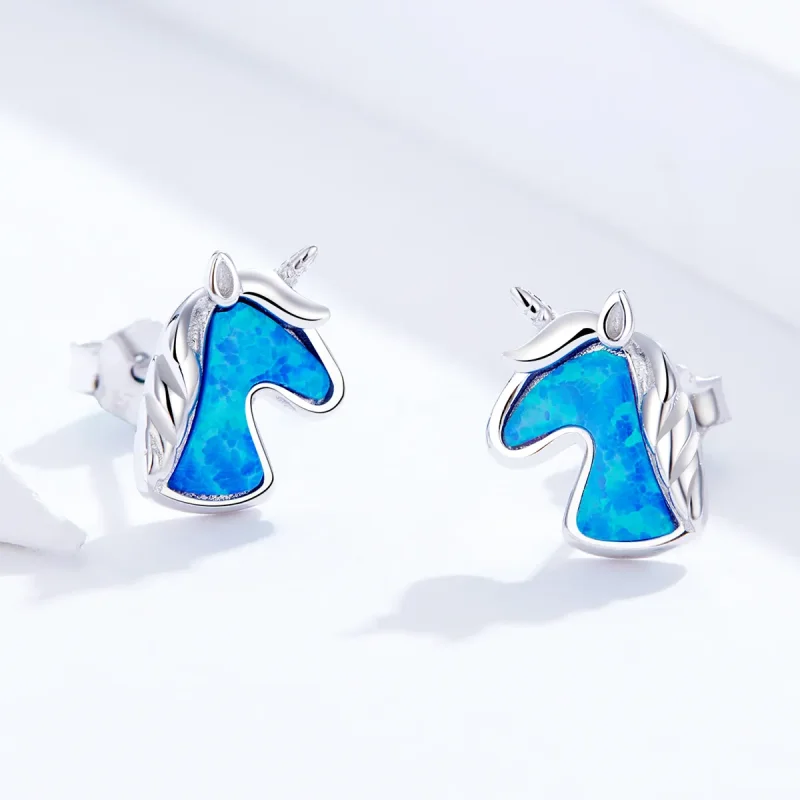 (bilde for) Pandora Style Lyseblå Opal Unicorn øredobber - SCE815-A - Vis 3