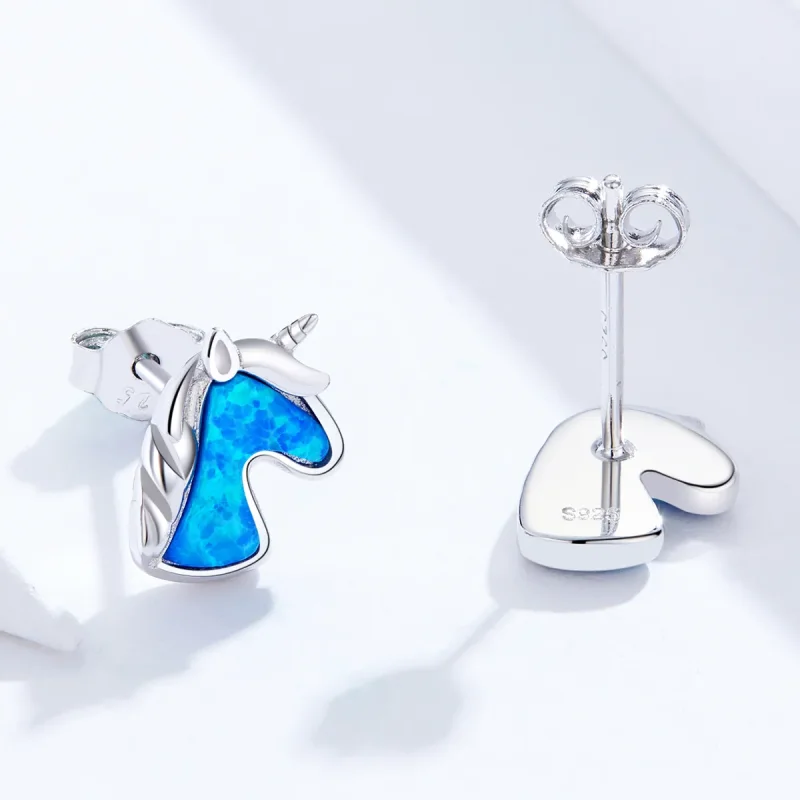 (bilde for) Pandora Style Lyseblå Opal Unicorn øredobber - SCE815-A - Vis 4