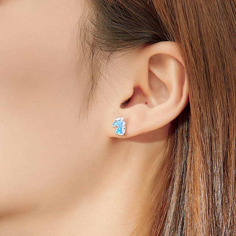 (bilde for) Pandora Style Lyseblå Opal Unicorn øredobber - SCE815-A - Vis 6