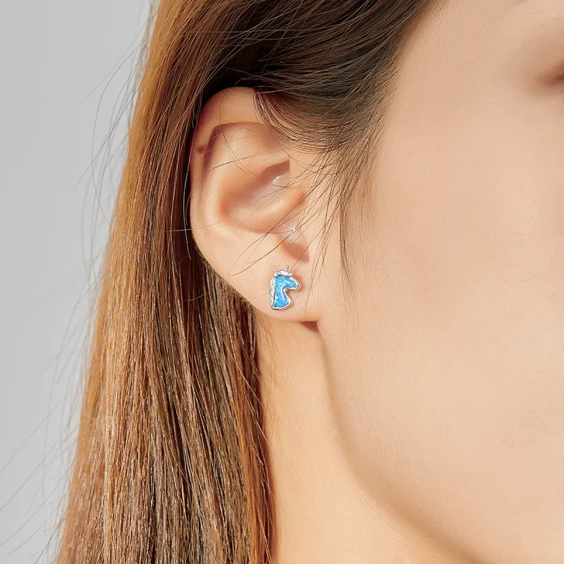 (bilde for) Pandora Style Lyseblå Opal Unicorn øredobber - SCE815-A - Vis 7