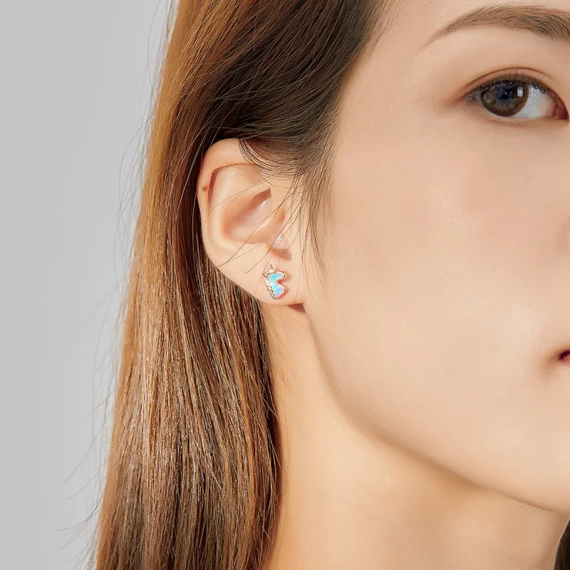 (bilde for) Pandora Style Ocean Blue Opal Unicorn øredobber - SCE815-C - Vis 7