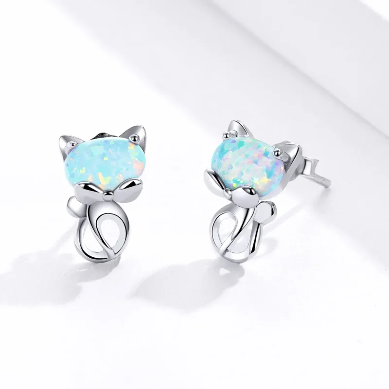 (bilde for) Pandora Style Opal Cute Cat Stud øredobber - SCE828 - Vis 3