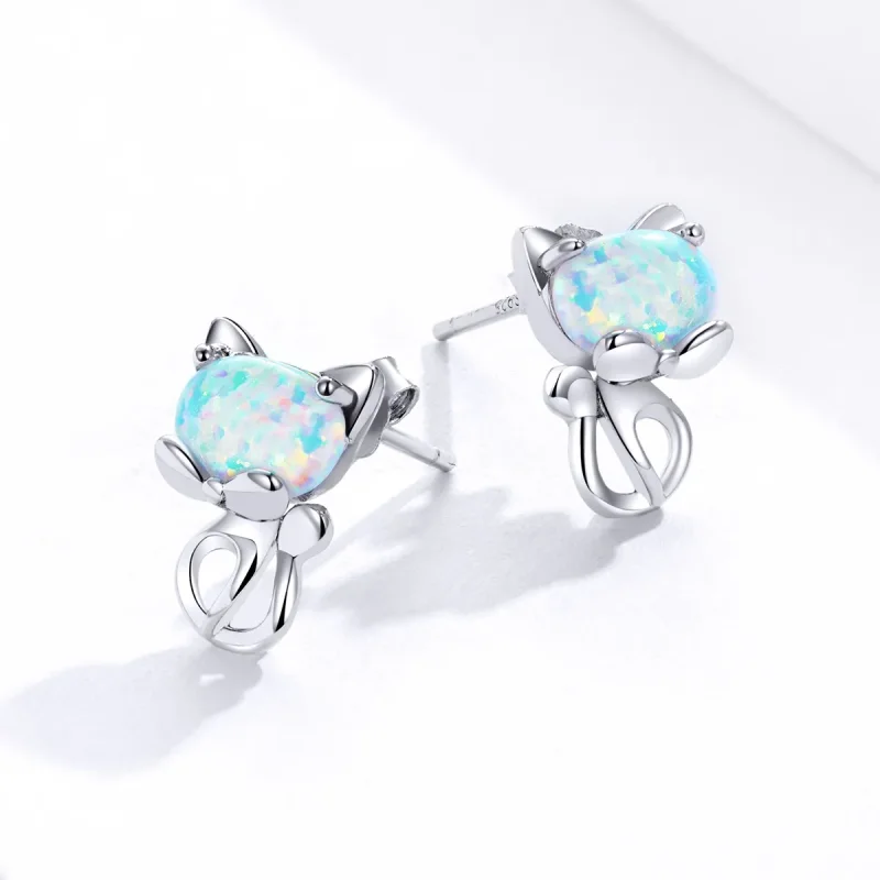(bilde for) Pandora Style Opal Cute Cat Stud øredobber - SCE828 - Vis 4