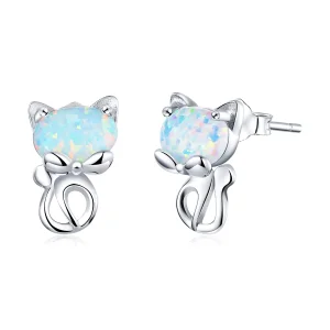 (bilde for) Pandora Style Opal Cute Cat Stud øredobber - SCE828