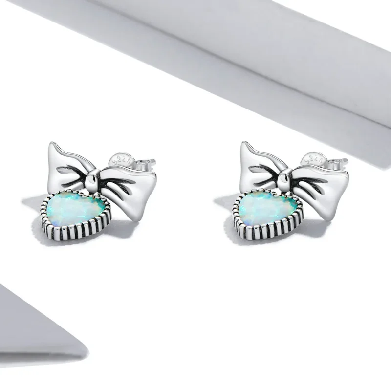(bilde for) Pandora Style opal hjerte sløyfe øredobber - SCE1374 - Vis 2
